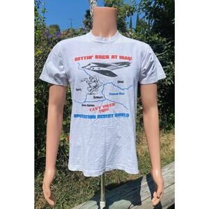 Vintage Operation Desert Shield T-Shirt Size L 1990 “Gettin Back” Military